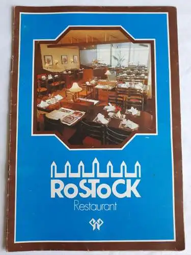 DDR Speisekarte Rostock Restaurant * ** * Hotel Warnow 