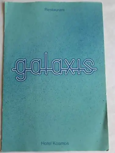 DDR Speisekarte Restaurant Galaxis Hotel Kosmos Rostock