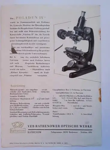 Prospektblatt Poladun IV ROW Rathenow