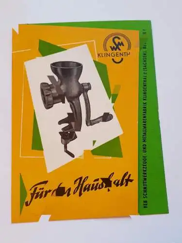 DDR Prospektblatt VEB Schnittwerkzeuge und Metallwarenfabrik Klingenthal 