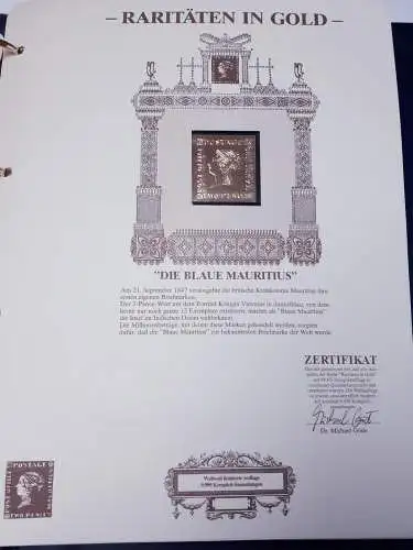 Raritäten in Gold Göde Briefmarken Die blaue Mauritius