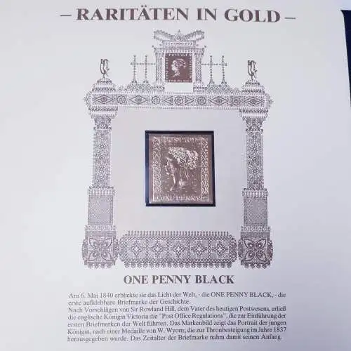 Raritäten in Gold Göde Briefmarken One Penny Black