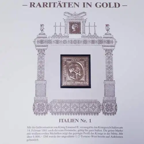 Raritäten in Gold Göde Briefmarken Italien Nr.1