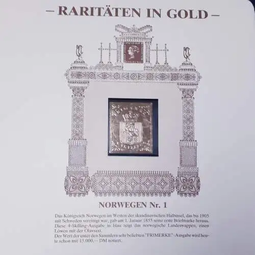 Raritäten in Gold Göde Briefmarken Norwegen Nr.1