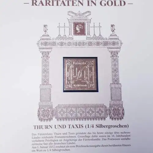 Raritäten in Gold Göde Briefmarken Thurn & Taxis (1/4 Silbergroschen)