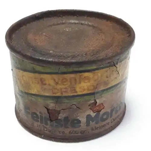 Alte Blechdose Konserve Feinste Morcheln Konservenfabrik J.Heinrich Dresden