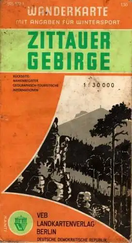 DDR Wanderkarte Zittauer Gebirge Maßstab 1:30 000
