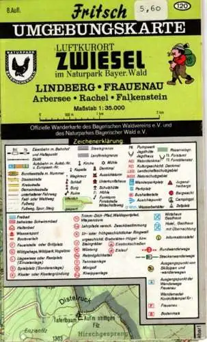 Umgebungskarte Luftkurort Zwiesel/Naturpark Bayerischer Wald Maßstab 1:35 000