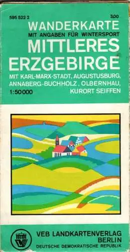 DDR Wanderkarte Mittleres Erzgebirge Maßstab 1:50 000