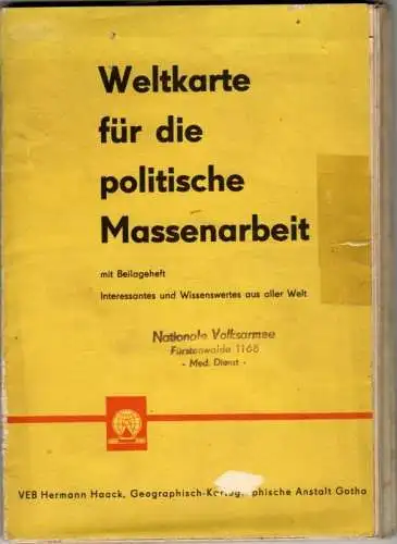 Weltkarte für die politische Massenarbeit Maßstab 1:30 000 000