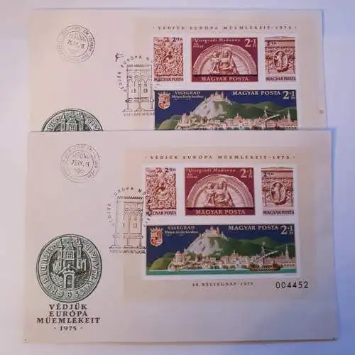 Ungarn Ersttagsbrief First Day Cover FDC 1975 Mi. Nr. Block 115 A + 115 B