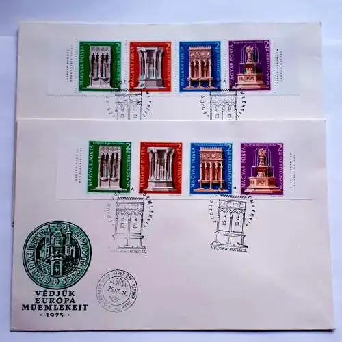 Ungarn Ersttagsbrief FDC 1975 4er Streifen Mi.Nr.3060-3063 A und B