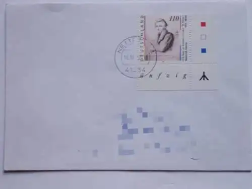 BRD Beleg gelaufen 1997 Eckrandstück Mi.Nr.1962 mit Raute