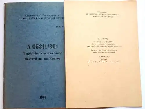 DDR Dienstvorschrift 053/1/301 Persönliche Schutzausrüstung + 1.Änderung