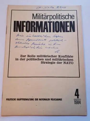 DDR NVA Militärpolitische Informationen Nr.4 - 1984