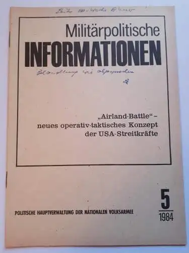 DDR NVA Militärpolitische Informationen Nr.5 - 1984