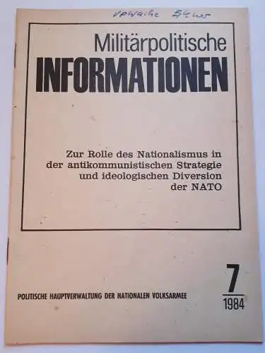 DDR NVA Militärpolitische Informationen Nr.7 - 1984