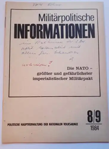 DDR NVA Militärpolitische Informationen Nr.8/9 - 1984