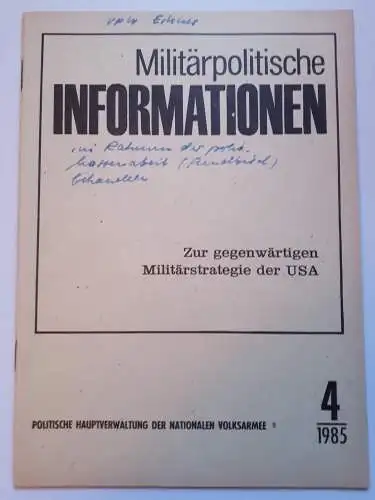 DDR NVA Militärpolitische Informationen Nr.4 - 1985