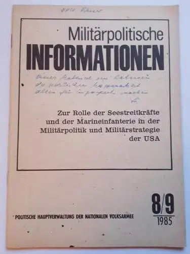 DDR NVA Militärpolitische Informationen Nr.8/9 - 1985