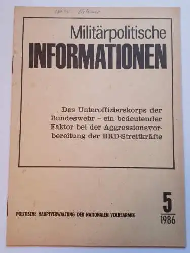 DDR NVA Militärpolitische Informationen Nr.5 - 1986