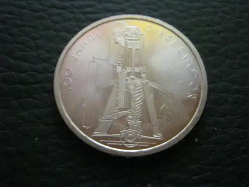 10 DM Silbermünze 1995 F - 100 Jahre Dieselmotor 