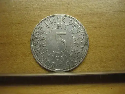 5 DM 1951 F - Heiermann - Silberadler - 5 Deutsche Mark - Silber