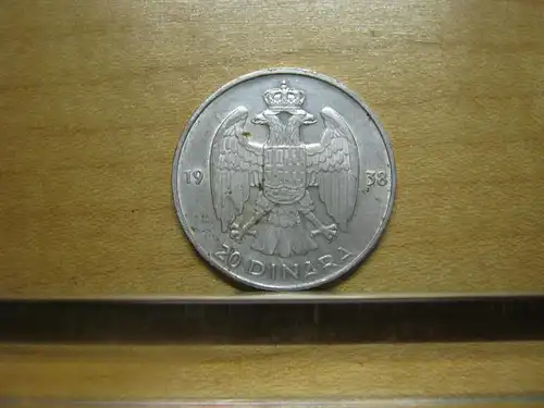 Jugoslawien - 20 Dinara 1938 Petar II - Silber