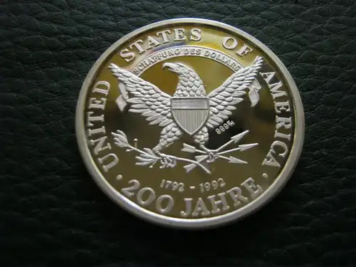 500 Jahre Wiederentdeckung Amerikas - 999 Silber - Polierte Platte - Rückseite: 200 Jahre United States of America