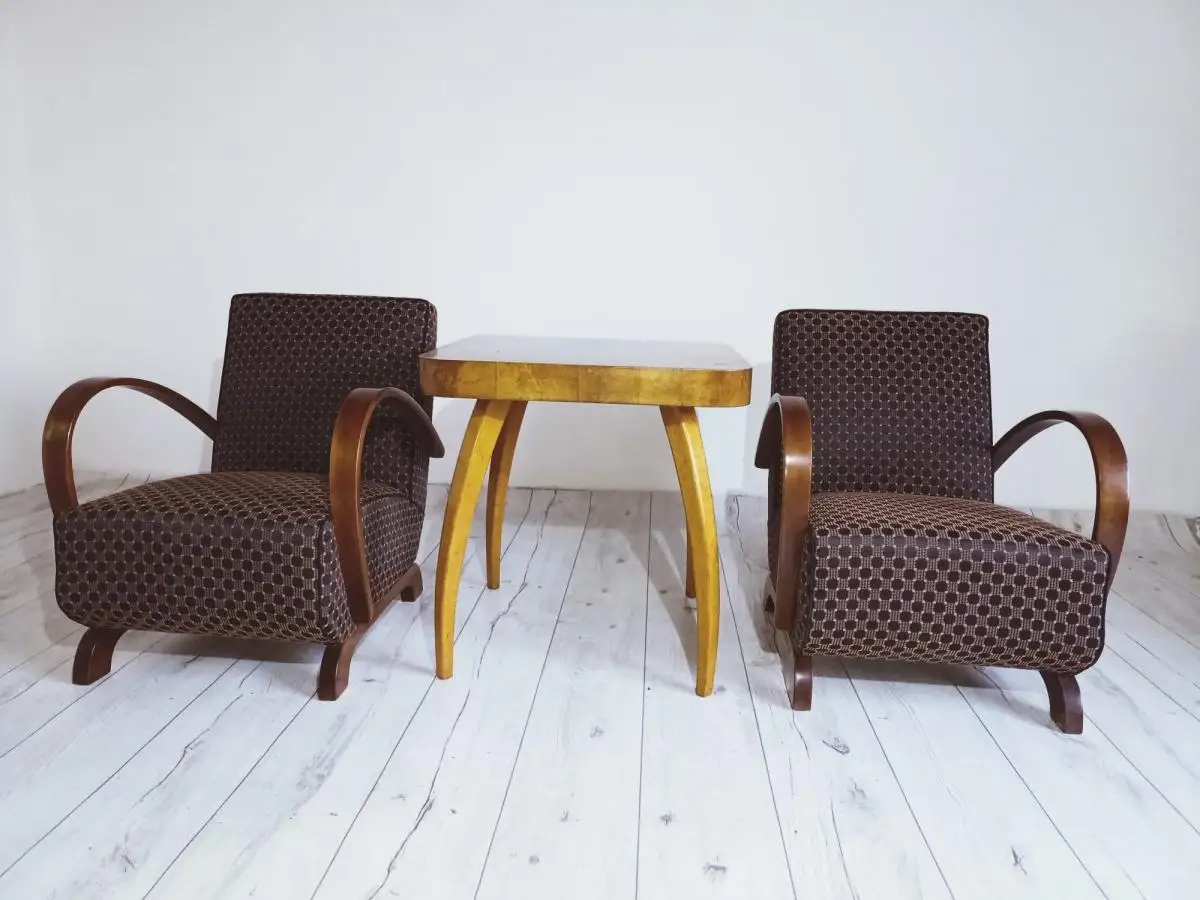 Halabala-Set Sessel, Couchtisch, Esszimmerstühle und Tisch 6