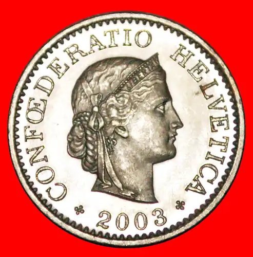 * FREIHEIT (1879-2021): SCHWEIZ ★ 10 RAPPEN 2003B uSTG STEMPELGLANZ! * LIBERTY (1879-2021): SWITZERLAND ★ 10 RAPPEN 2003B MINT LUSTRE!