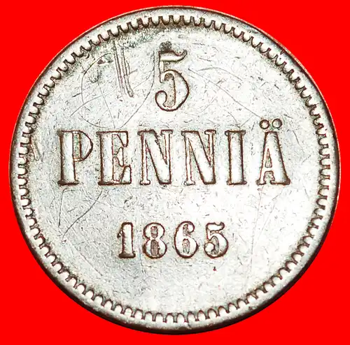 * ALEXANDER II. (1855-1881): FINNLAND (russland, künftig die UdSSR) ★ 5 PFENNIG 1865! UNGEWÖHNLICH! * ALEXANDER II (1855-1881): FINLAND (russia, the USSR in future) ★ 5 PENCE 1865 UNCOMMON!