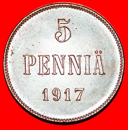 * NIKOLAUS II. (1894-1917): FINNLAND (russland, künftig die UdSSR) ★ 5 PFENNIG 1917! * NICHOLAS II (1894-1917): FINLAND (russia, the USSR in future) ★ 5 PENCE 1917!