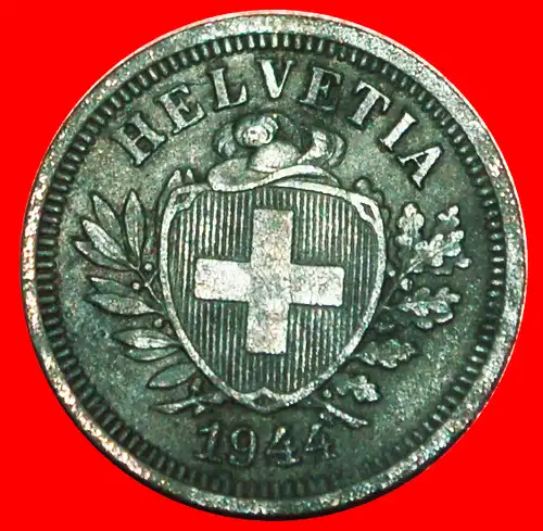 * HUT AUF SCHILD: SCHWEIZ ★ 1 RAPPEN 1944B! KRIEGSZEIT (1939-1945)! * SWITZERLAND 