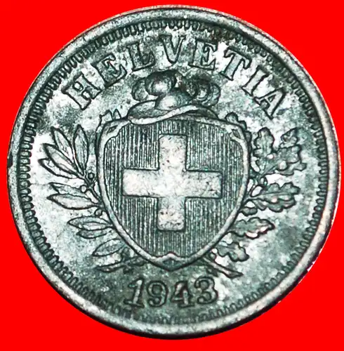 * HUT AUF DEM SCHILD: SCHWEIZ ★ 1 RAPPEN 1943B KRIEGSZEIT (1939-1945)! * SWITZERLAND 