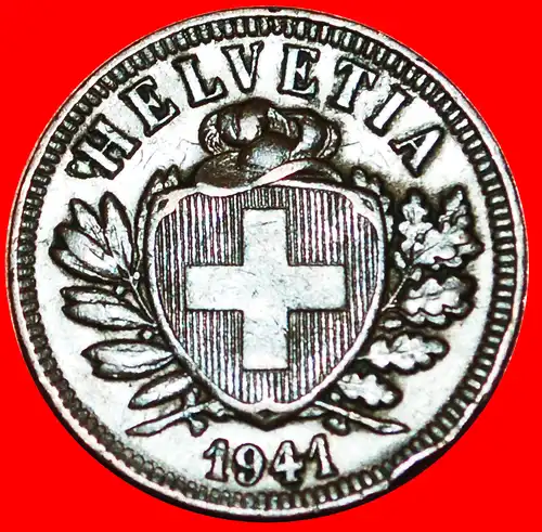 * HUT AUF DEM SCHILD: SCHWEIZ ★ 2 RAPPEN 1941B KRIEGSZEIT (1939-1945)! * SWITZERLAND 