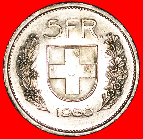 * WILHELM TELL (1931-2022): SCHWEIZ ★ 5 FRANKEN 1980! ENTDECKUNG MÜNZE! * SWITZERLAND ★ DISCOVERY COIN!