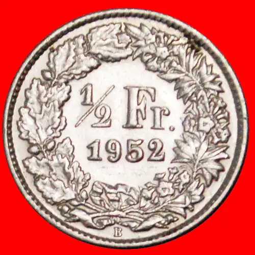 * SILBER (1875-1967): SCHWEIZ ★ 1/2 FRANKEN 1952B! * : SWITZERLAND 