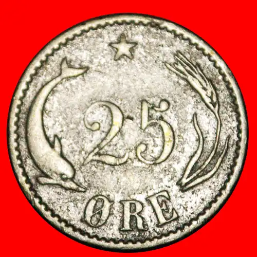 * SCHWEINWALE (1874-1905): DÄNEMARK ★ 25 OERE 1900/1800 SILBER! Christian IX. (1863-1906)  * PORPOISE (1874-1905): DENMARK