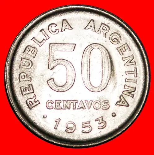 * SAN MARTIN (1778-1850): ARGENTINIEN ★ 50 CENTAVOS 1953 VZGL STEMPELGLANZ! * ARGENTINA