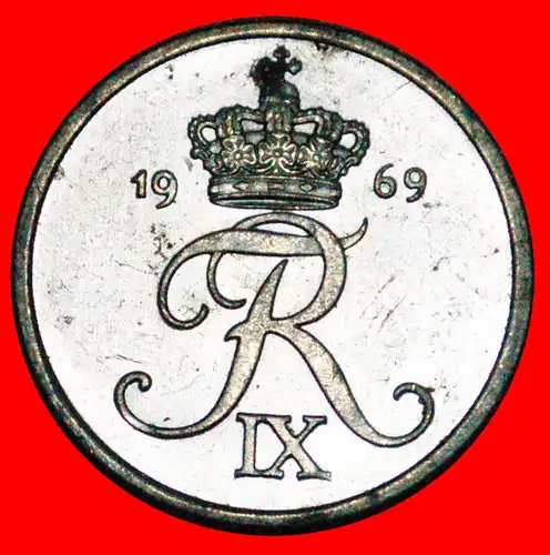 * MONOGRAMM Frederik IX (1899-1972): DÄNEMARK ★ 2 OERE 1969 VZGL STEMPELGLANZ SILBER! * SILVER: DENMARK ★ 2 ORE 1969 MINT LUSTRE!