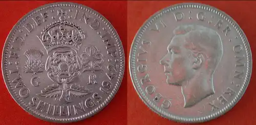 * SILBER * GROSSBRITANNIEN FLORIN 1942! GEORG VI. (1937-1952)  * SILVER * GREAT BRITAIN 