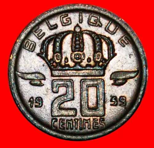 * FRANZÖSISCHE LEGENDE (1953-1963): BELGIEN ★ 20 CENTIMES 1959! * FRENCH LEGEND (1953-1963): BELGIUM