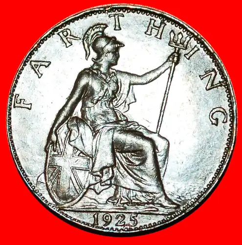 * HERRIN DER SEEN: GROSSBRITANNIEN ★ FARTHING  1925! GEORG V. (1911-1936)! * MISTRESS OF SEAS: GREAT BRITAIN 