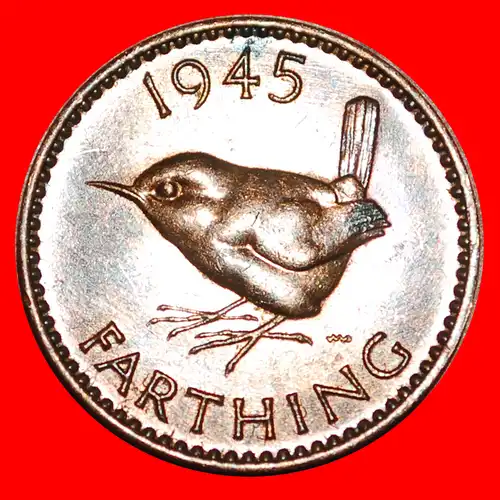 * SCHRAUBEN von KRIEGSZEIT (1939-1945): GROSSBRITANNIEN ★ FARTHING 1945 uSTG STEMPELGLANZ! * WREN from WARTIME (1939-1945): UNITED KINGDOM : GREAT BRITAIN 