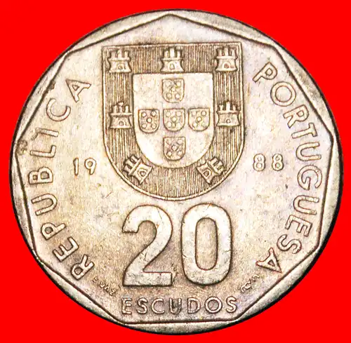 * KREUZEN(1986-2001): PORTUGAL ★ 20 ESCUDOS 1988 ENTDECKUNG MÜNZE! * DISCOVERY COIN!