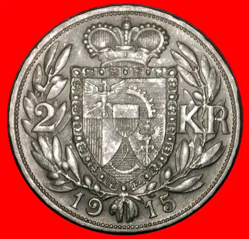 * SILBER (1912-1915): LIECHTENSTEIN ★ 2 KRONEN 1915 JOHANN II DER GUTE! SELTEN! * SILVER ★ RARE