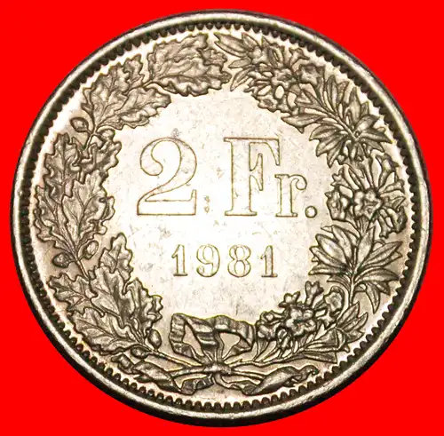 * OHNE ZUSÄTZLICHEM STERN (1860-2022): SCHWEIZ ★ 2 FRANKEN 1981! ENTDECKUNG MÜNZE!  * WITHOUT STAR: SWITZERLAND ★ DISCOVERY COIN! 