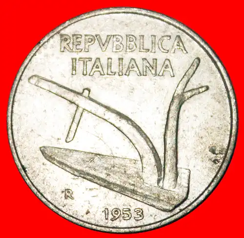 * PFLUG (1951-2001): ITALIEN ★ 10 LIRE 1953R! * PLOUGH: ITALY ★