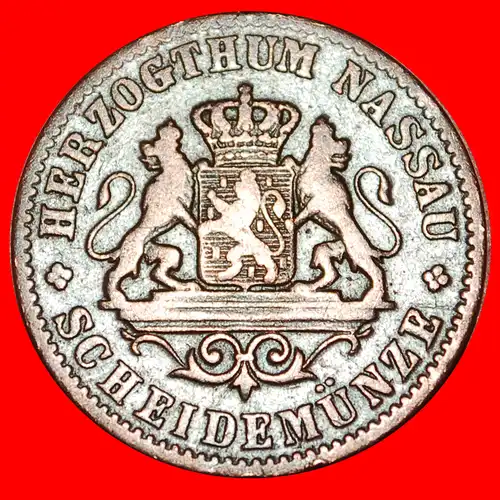 * LÖWE (1859-1863): DEUTSCHLAND ★ 1 KREUZER 1862 HERZOGTUM NASSAU! * LION: GERMANY 